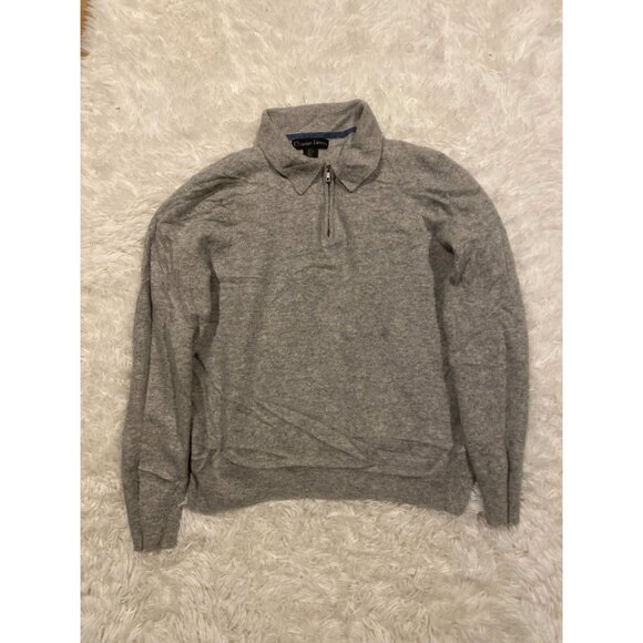 Christian Lacroix Men's 100% 2- Ply Cashmere 1/4-Zip Sweater Gray L - Picture 5 of 8